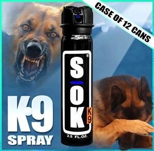 SOK K9 Defense Spray Case of 12 Cans At 2.5 FLOZ Each